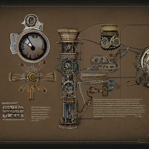 Image similar to schematics for a steampunk time machine