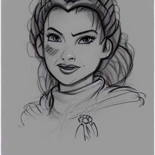 Image similar to milt kahl sketch of princess padme from star wars episode 3