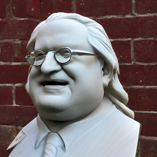 Prompt: gabe newell marble bust