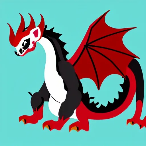 Image similar to vector art of welsh dragon and panda mixed, intercrossed, chimera, adobe illustrator