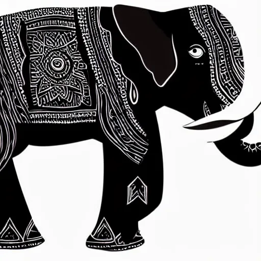 Image similar to minimalist boho style art of an elephant at sunrise, illustration, vector art