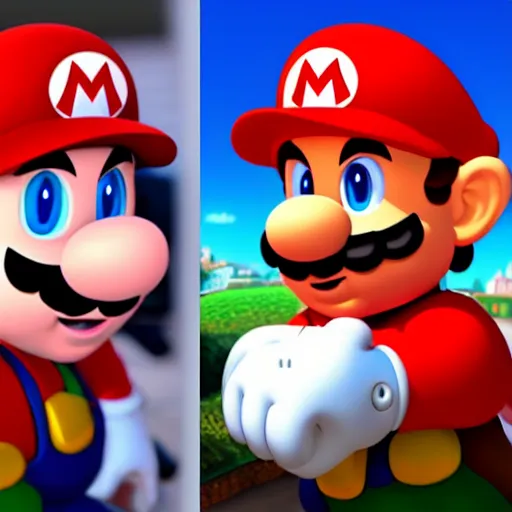 Prompt: advanced new ai shows what real life Mario would look like ultrareal uncanny 4k artstation