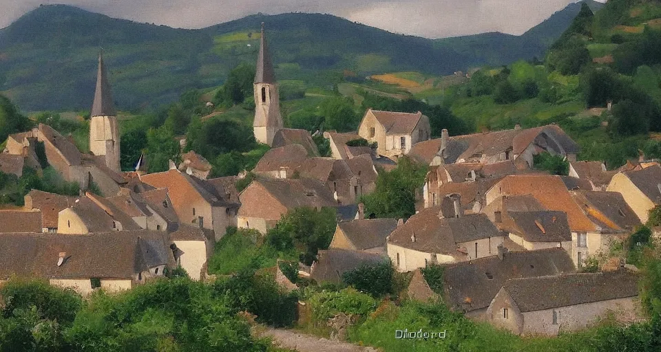Prompt: a village in france by didier conrad