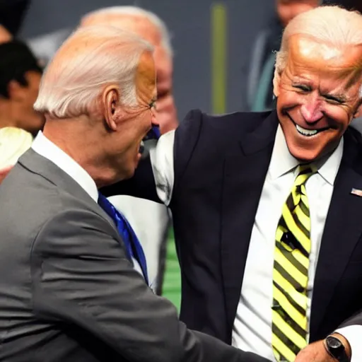 Prompt: joe biden hanging out with raiden from metal gear solid