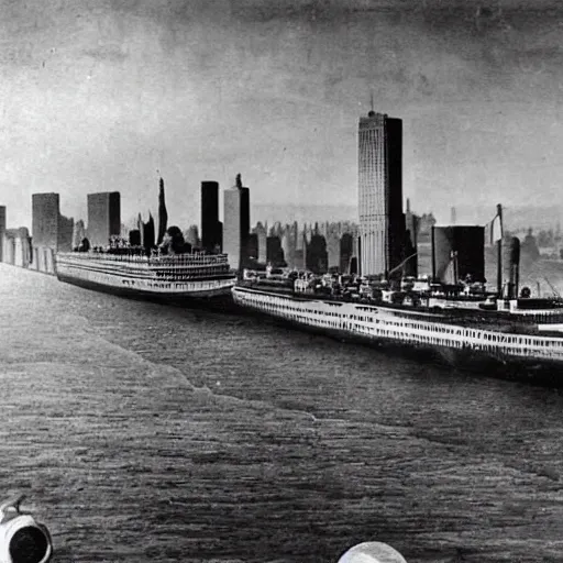 Prompt: view of New York from the Titanic