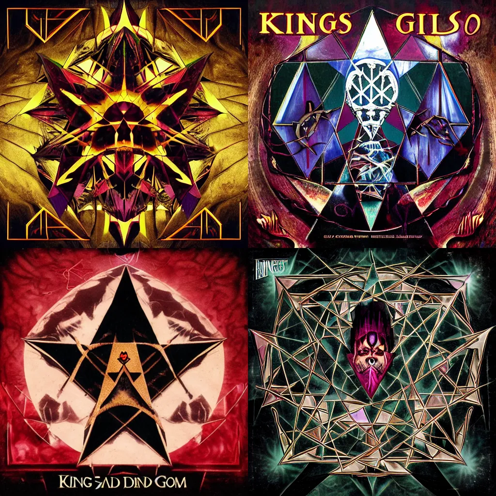 Prompt: kings diamond album cover Gothic metal tribute to king crimson aka Eugene ma