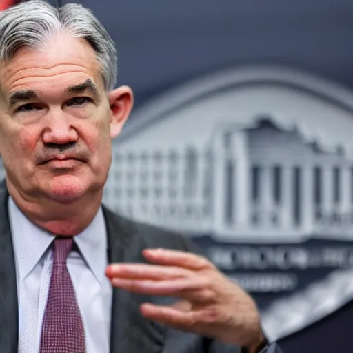Image similar to jerome powell with a bear on his shoulder