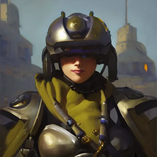 Image similar to greg manchess portrait painting of armored violet evergarden as overwatch character, medium shot, asymmetrical, profile picture, organic painting, sunny day, matte painting, bold shapes, hard edges, street art, trending on artstation, by huang guangjian, gil elvgren, ruan jia, greg rutkowski, gaston bussiere