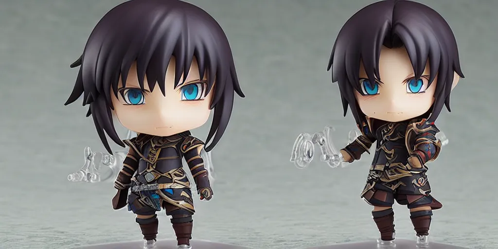 Image similar to gaius van baelsar from realm reborn, nendoroid full body hyperdetailed chibi, 8 k realistic, frostbite engine