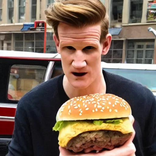 Image similar to matt smith as a burger man