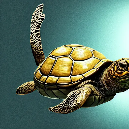 Image similar to Digital art of an anthropomorphic turtle, astonishing detail, high res, award winning, great composition, amazing lighting