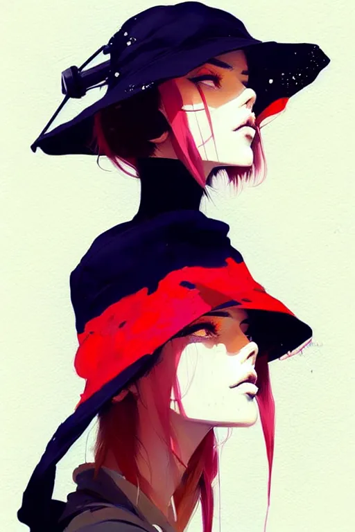 Image similar to a ultradetailed beautiful painting of a stylish woman wearing a bucket hat, by conrad roset, greg rutkowski and makoto shinkai trending on artstation