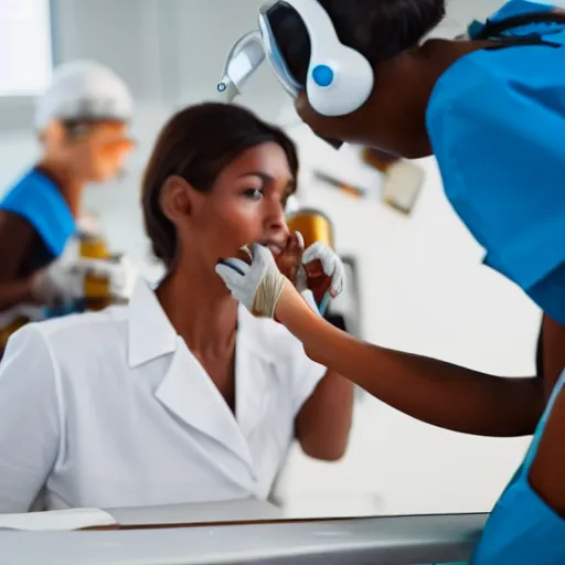 Image similar to female alien on surgery table, 8k, professional photography