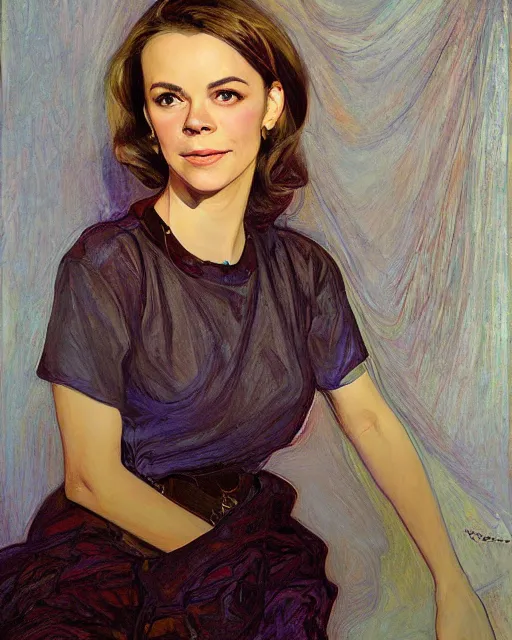 Image similar to portrait of a Natalie Wood by Mandy Jurgens and Richard Schmid and chuck close and mucha