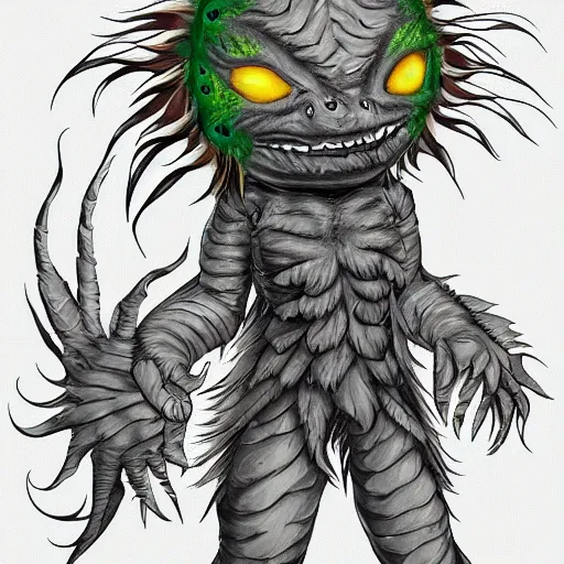 Image similar to Sunflower goblin monster, semi realistic, anime art style, trending on art station