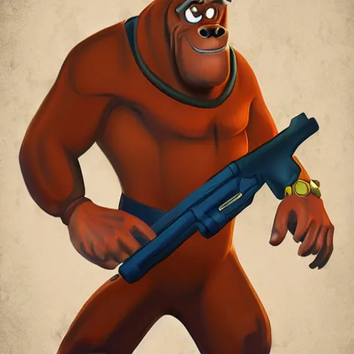 Prompt: scooby doo holding a gun, toothsome, terrific, serious, petite, snobbish, highly detailed portrait, digital painting, artstation, concept art, smooth, sharp foccus ilustration, Artstation HQ