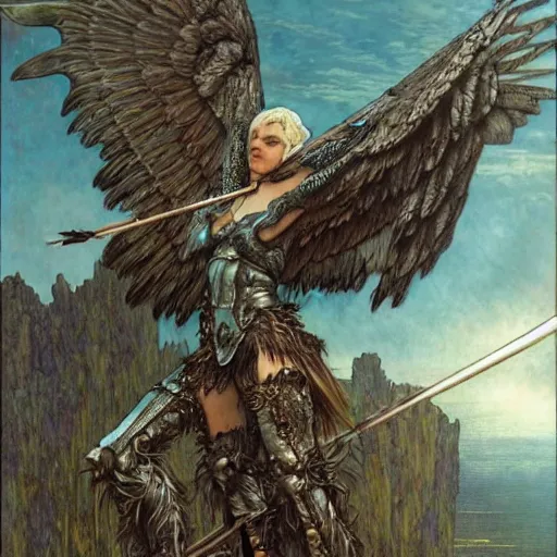 Image similar to a flying harpy with huge eagle wings impaled by a dozen arrows, d & d, fantasy, luis royo, magali villeneuve, donato giancola, wlop, krenz cushart, hans zatka, klimt, alphonse mucha