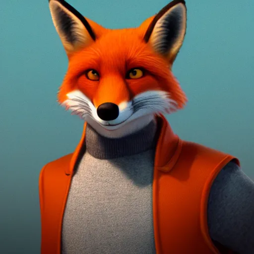 Prompt: [ / red fox, in the style of pixar, character art, movie still