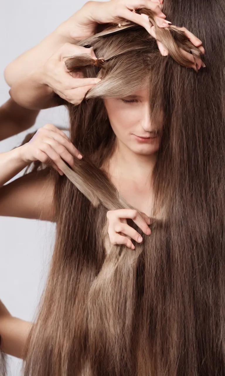 Image similar to woman with long hair getting haircut