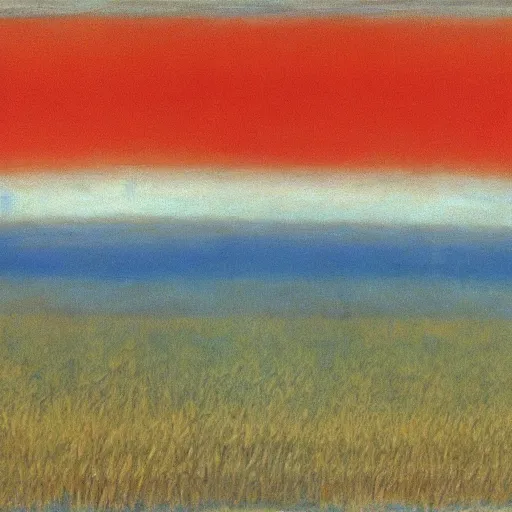 Prompt: cornfields and blue skies by Rothko