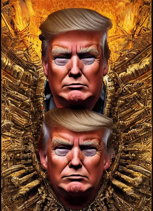 Image similar to digital _ painting _ of _ donald trump, mayan god of death _ by _ filipe _ pagliuso _ and _ justin _ gerard _ symmetric _ fantasy _ highly _ detailed _ realistic _ intricate _ port