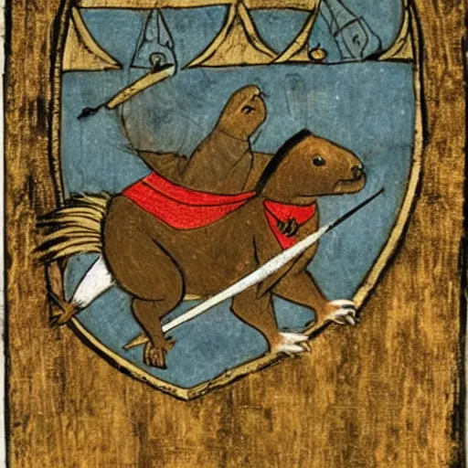 Image similar to Medieval capybara with knight armor and a longsword