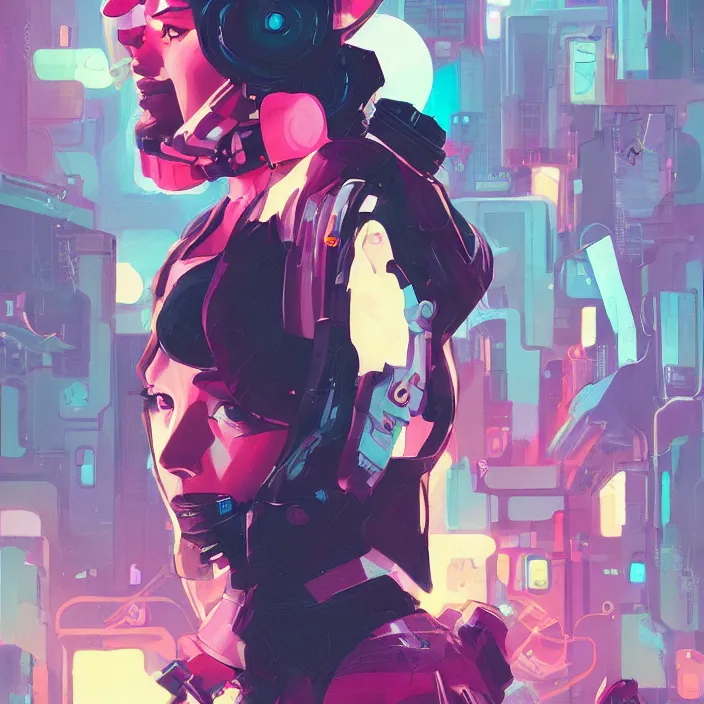 Image similar to a colorful comic noir illustration painting of a cyberpunk girl by sachin teng and sam yang!! and artgerm!! and lois van baarle and ross tran!!. in style of digital art, symmetry, sci fi, hyper detailed. octane render. trending on artstation