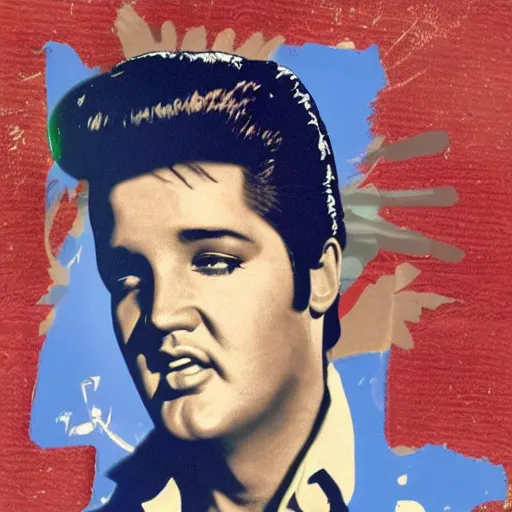 Image similar to elvis presley collage, in the style of jose gurvich