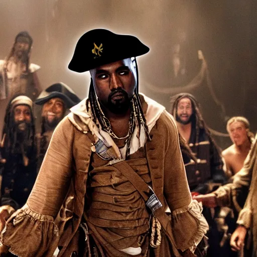 Prompt: Kanye West in pirates of the Caribbean