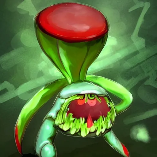 Prompt: a pokemon that looks like a dionaea muscipula, the dionaea muscipula that is laughing ， digital art, trending on art station. unreal engine.