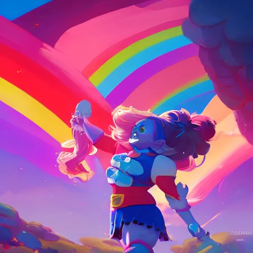 Image similar to hero world rainbow brite, behance hd by jesper ejsing, by rhads, makoto shinkai and lois van baarle, ilya kuvshinov, rossdraws global illumination