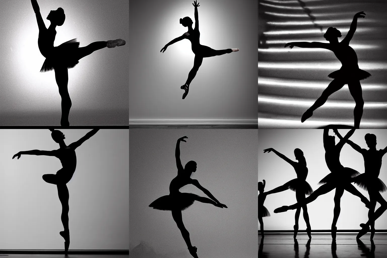 Prompt: ballet dancer silhouette shadow