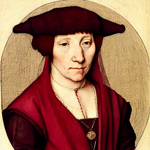 Prompt: red chalk skudy of a young woman. by hans holbein the younger.