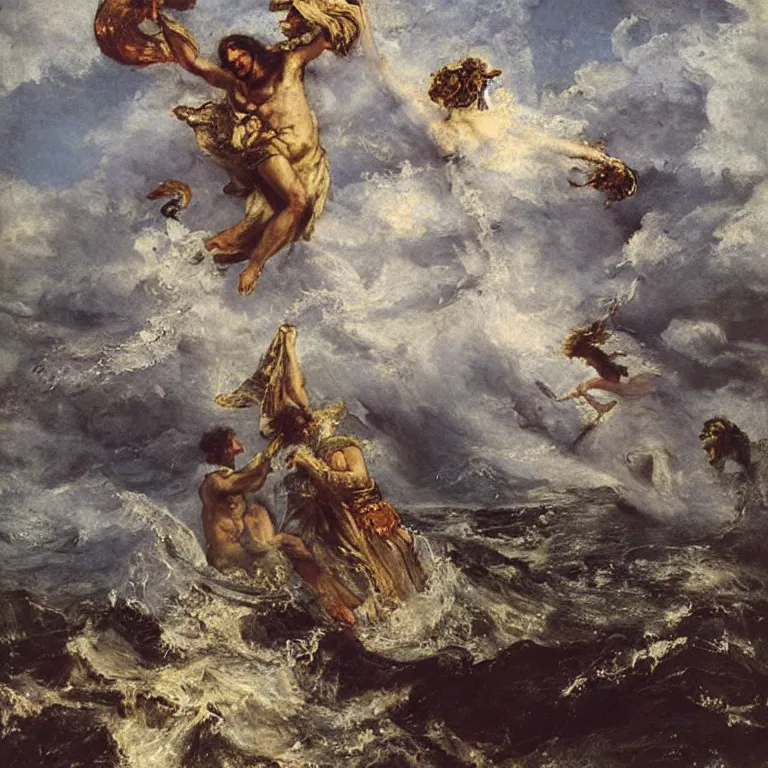 Prompt: deity of the southern seas by adolph menzel