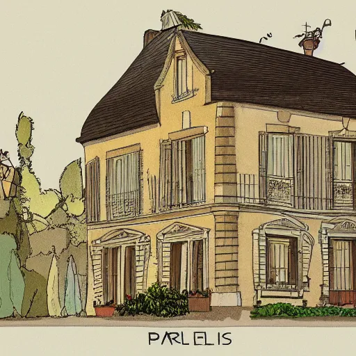 Prompt: illustration of a house by gobelins paris school