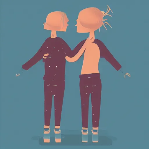 Image similar to best friends, illustration by olivia, mads berg, wlop