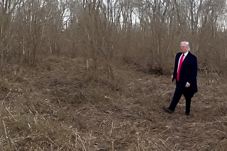 Image similar to donald trump caught on trail cam