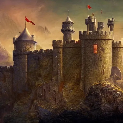 Prompt: Castle of Distant Ideal, fantasy art, 8k HD wallpaper, professional art, Wes Anderson, Camelot, Arthurian legend, Featured on art