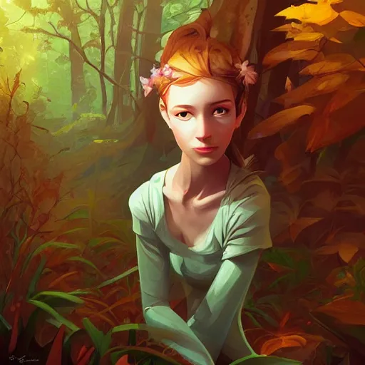 Prompt: painting forest nymph smooth face median photoshop filter cutout vector, behance hd by jesper ejsing, by rhads, makoto shinkai and lois van baarle, ilya kuvshinov, rossdraws global illumination