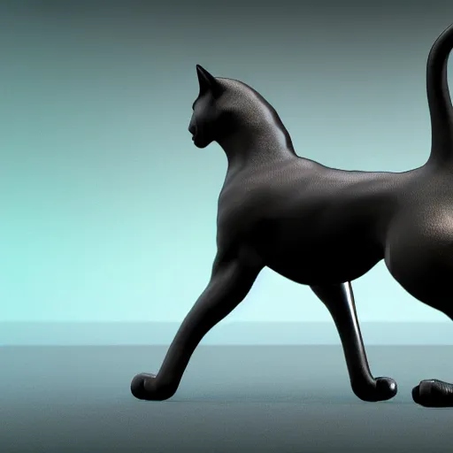 Image similar to a black strong muscular cat, unreal engine 5