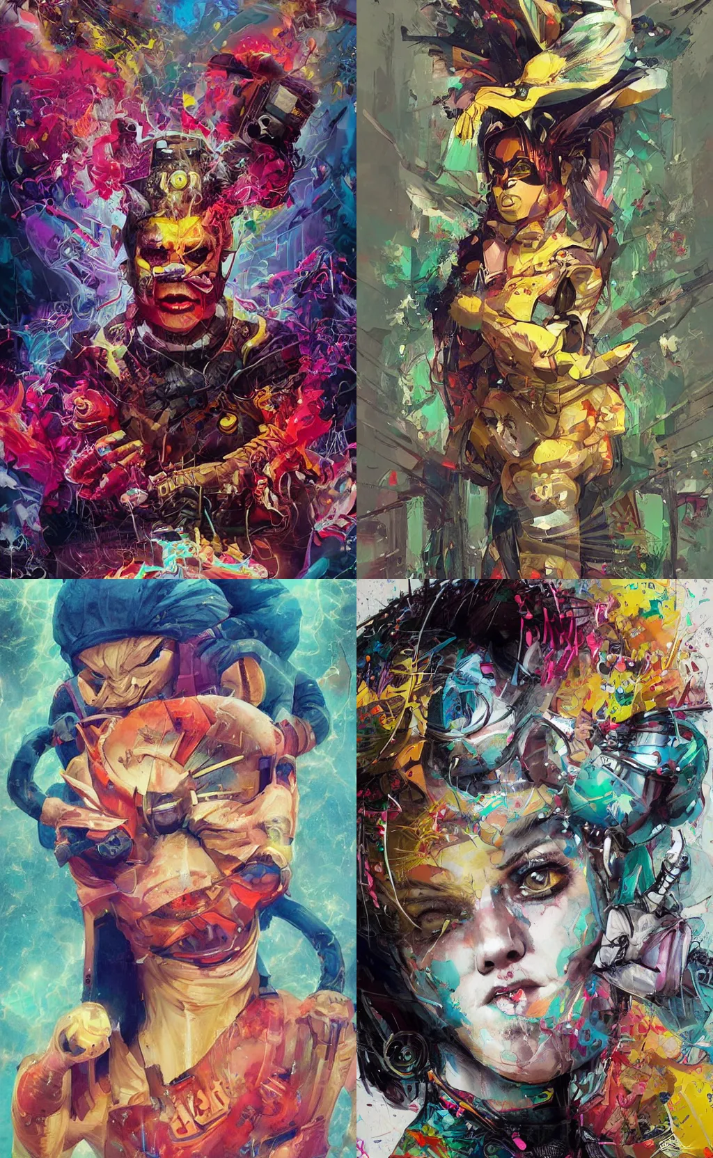 Prompt: beautiful portrait of lofi cyberpunk Pokemon Pikachu by Tristan Eaton and Stanley Artgerm and Tom Bagshaw, Greg Rutkowski Carne_Griffiths