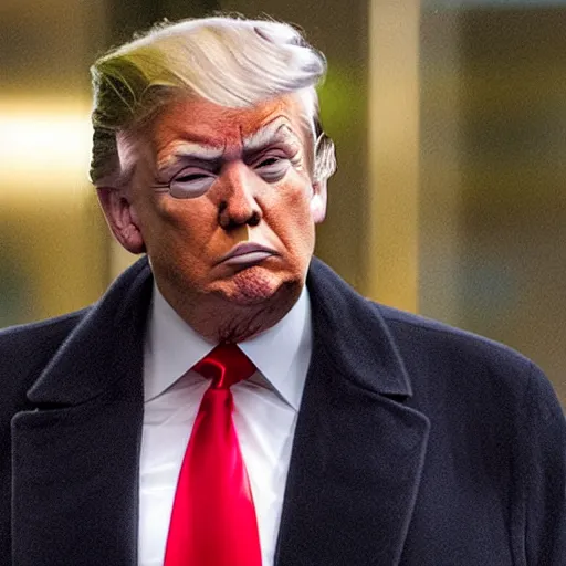 Image similar to UHD candid color photo of a half-dressed, terrified Donald Trump hiding from FBI agents searching his apartment in Trump Tower, accurate faces, UHD, photorealistic, correct face, photo by Getty Images no watermwark