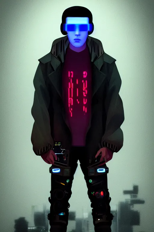 Image similar to santiago michel as a cyberpunk hacker