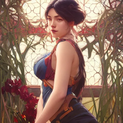 Prompt: Kiana by Stanley Artgerm Lau, greg rutkowski, thomas kindkade, alphonse mucha, loish, norman Rockwel