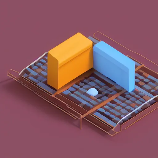 Image similar to a simple cute 3 d object of the pc monitor, isometric game, isometric art, centralised, mohamed chahin, blender cycles render, solid colours material, no background and shadows