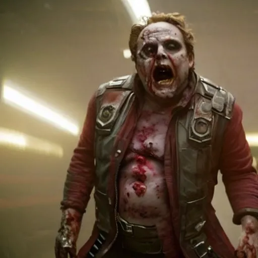 Image similar to film still of zombie danny devito as zombie starlord in guardians of the galaxy ( 2 0 1 4 )