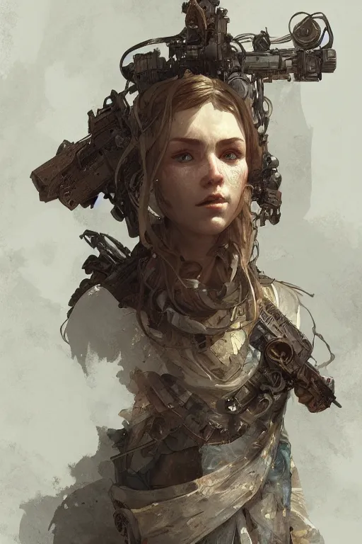 Prompt: A full portrait of a beautiful post apocalyptic nordic explorer, intricate, elegant, highly detailed, digital painting, artstation, concept art, smooth, sharp focus, illustration, art by Krenz Cushart and Artem Demura and alphonse mucha