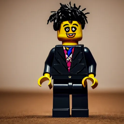 Image similar to studio photo, robert smith as lego minifigure, photorealistic, detailed, studio lighting, 4 k