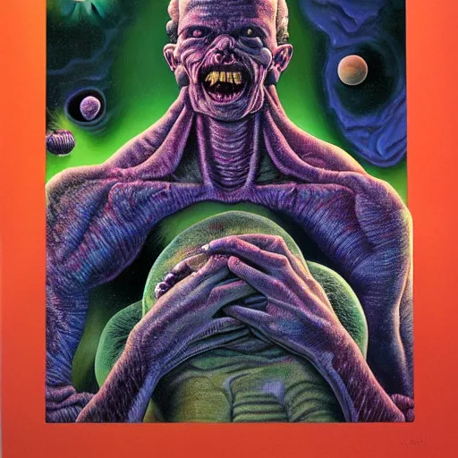 Prompt: a hyperrealistic painting of cosmic horror, by chris cunningham and richard corben, highly detailed, vivid color,