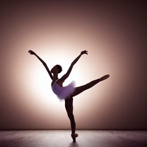 Prompt: beautiful ballerina in soft lighting dancing in a spotlight on stage